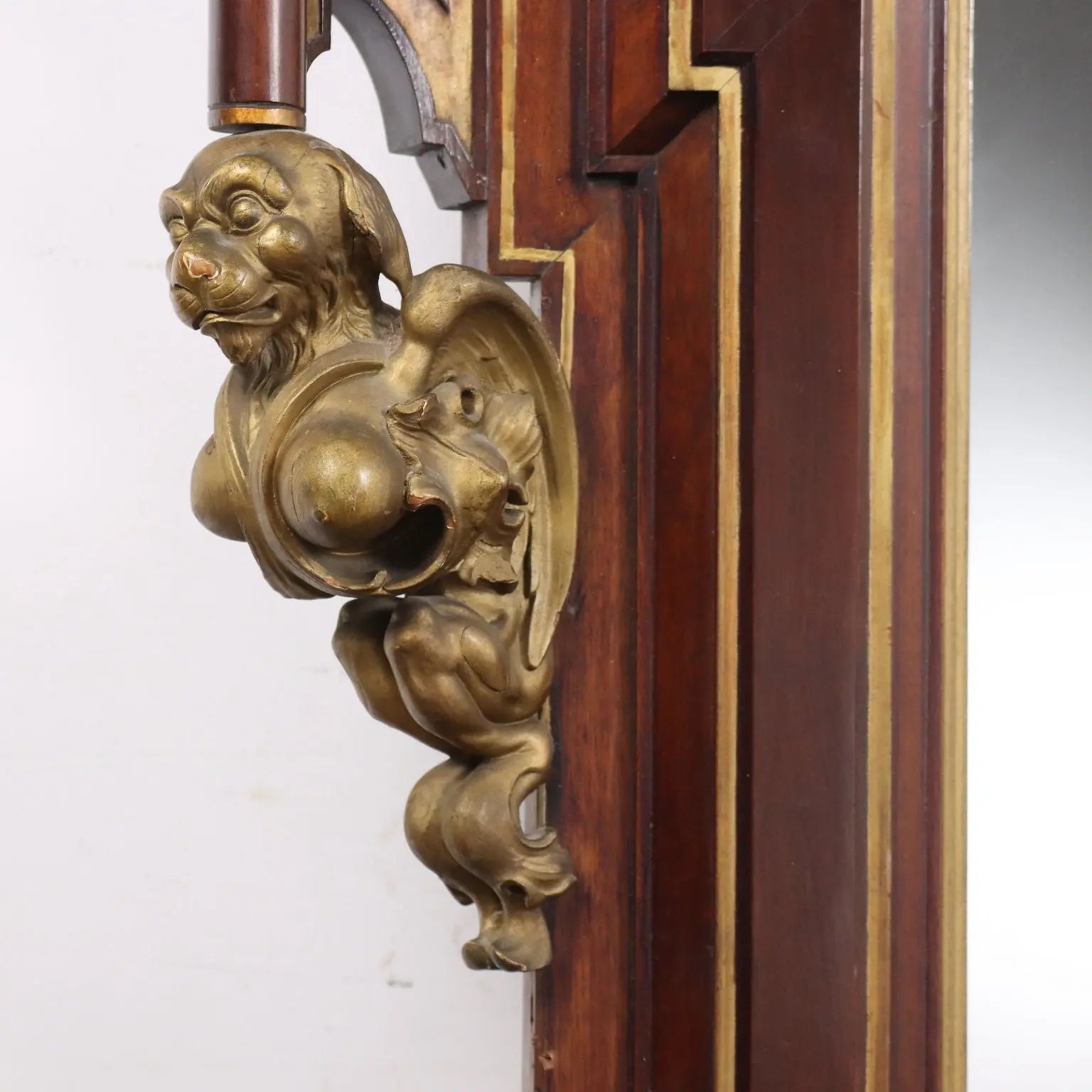 Eclectic Mirror Late 19th Century with Gilded Cherubs and Dragons