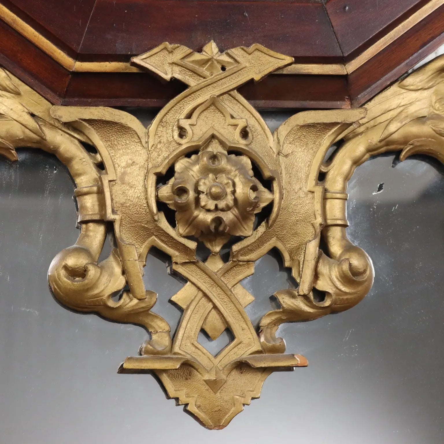 Eclectic Mirror Late 19th Century with Gilded Cherubs and Dragons