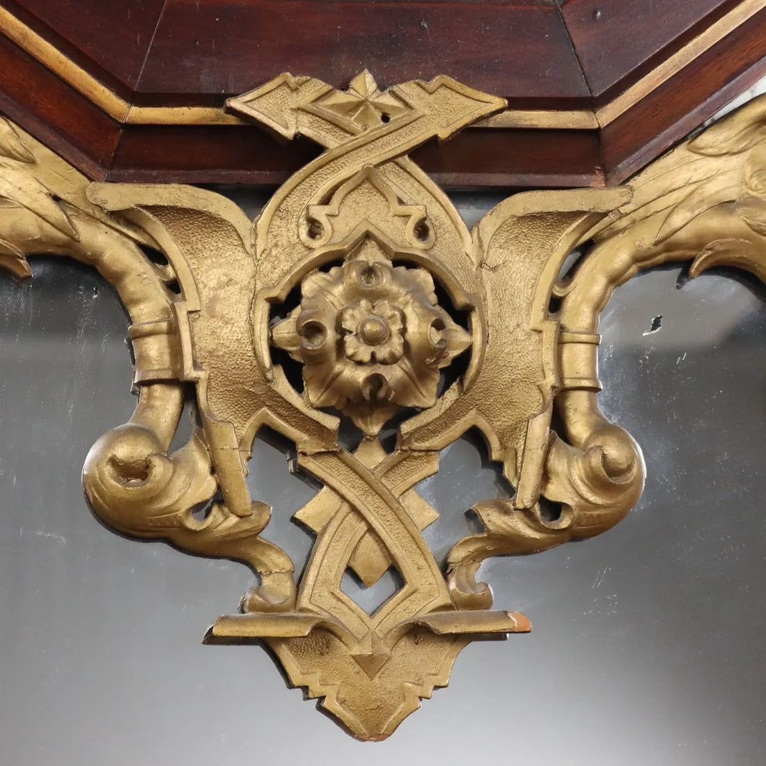 Eclectic Mirror Late 19th Century with Gilded Cherubs and Dragons