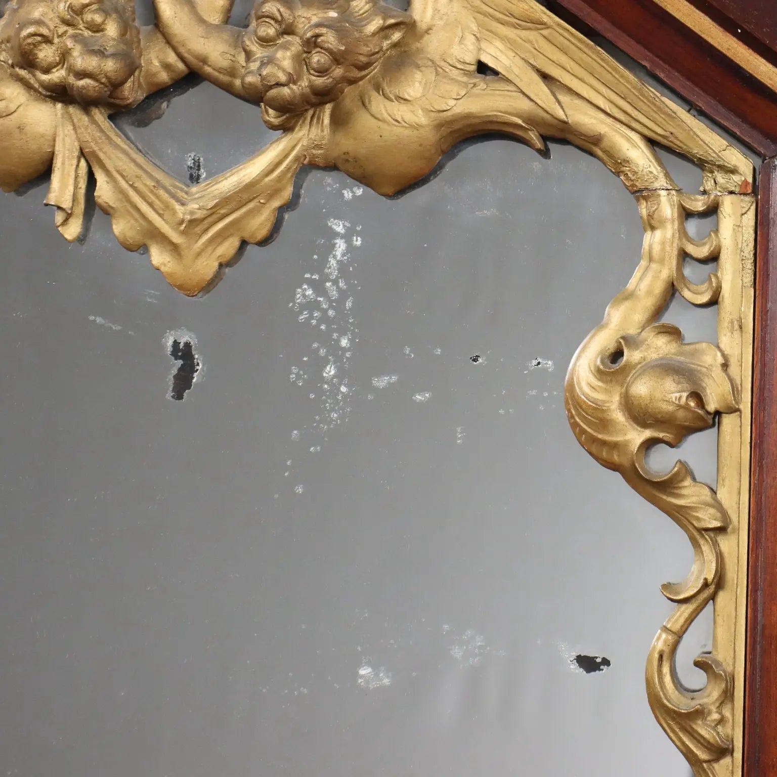 Eclectic Mirror Late 19th Century with Gilded Cherubs and Dragons