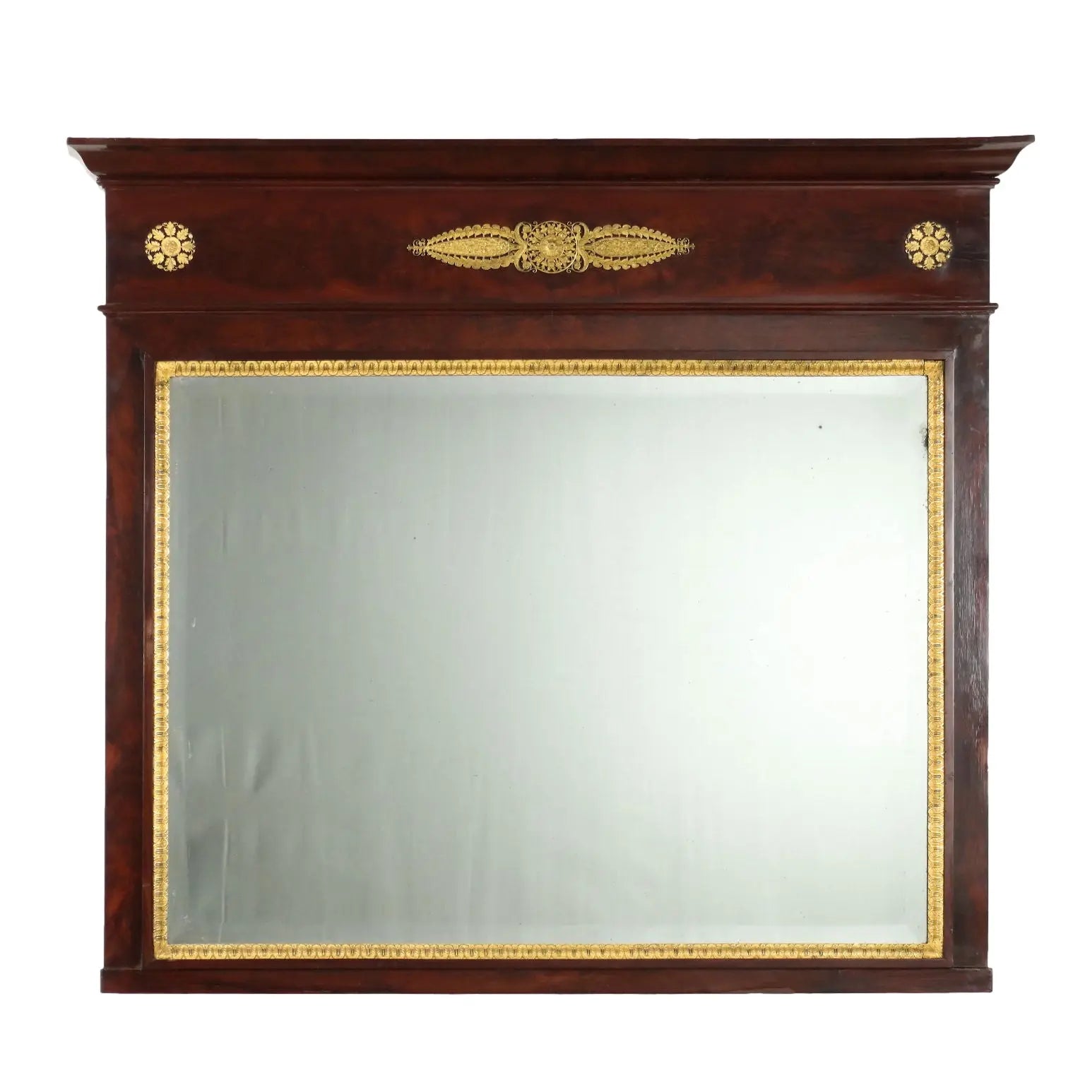 Antique Empire Chimney Mahogany Frame Bronze Italy XIX Century - Italy, Early XIX Century | Antiques | Mirrors & Frames
