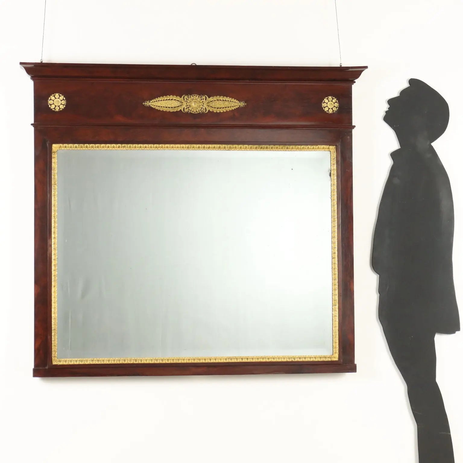 Antique Empire Chimney Mahogany Frame Bronze Italy XIX Century - Italy, Early XIX Century | Antiques | Mirrors & Frames