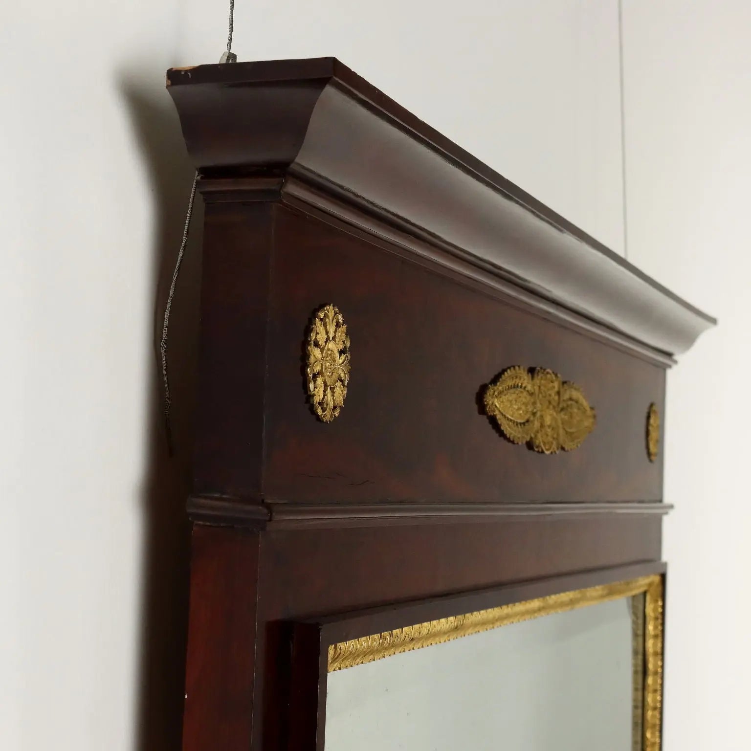 Antique Empire Chimney Mahogany Frame Bronze Italy XIX Century - Italy, Early XIX Century | Antiques | Mirrors & Frames