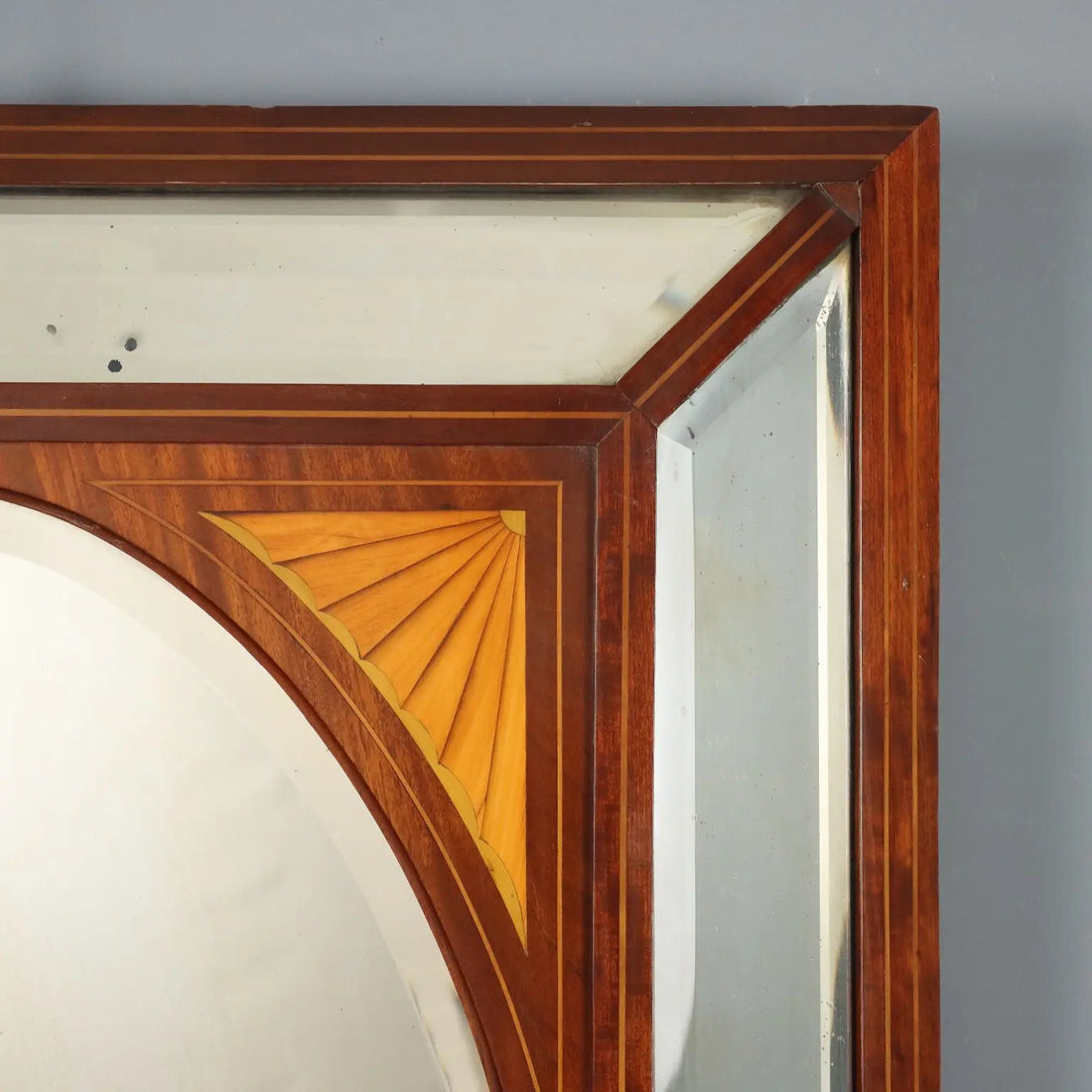 Antique Mahogany Mirror Maple Inlays England XIX Century