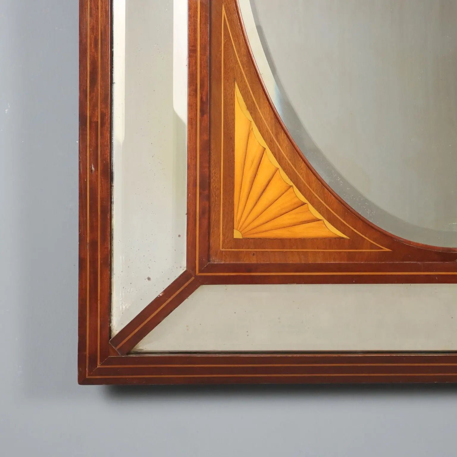 Antique Mahogany Mirror Maple Inlays England XIX Century