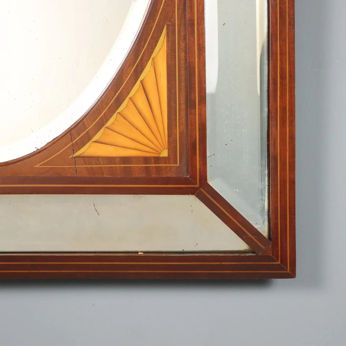 Antique Mahogany Mirror Maple Inlays England XIX Century