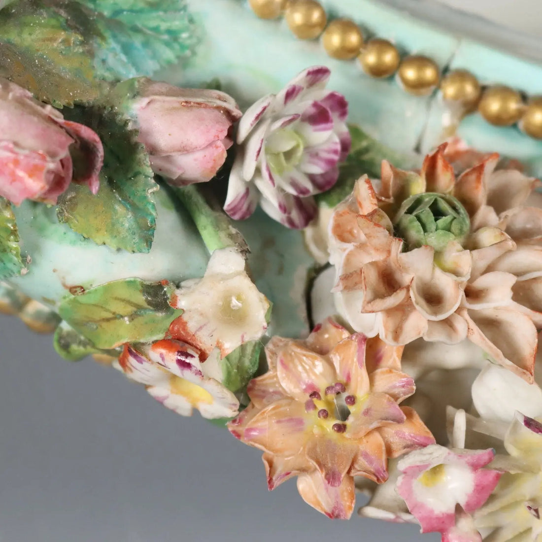 Antique Mirror Ceramic Frame Flower Decorations XIX Century - Italy, XIX Century | Antiques | Mirrors & Frames