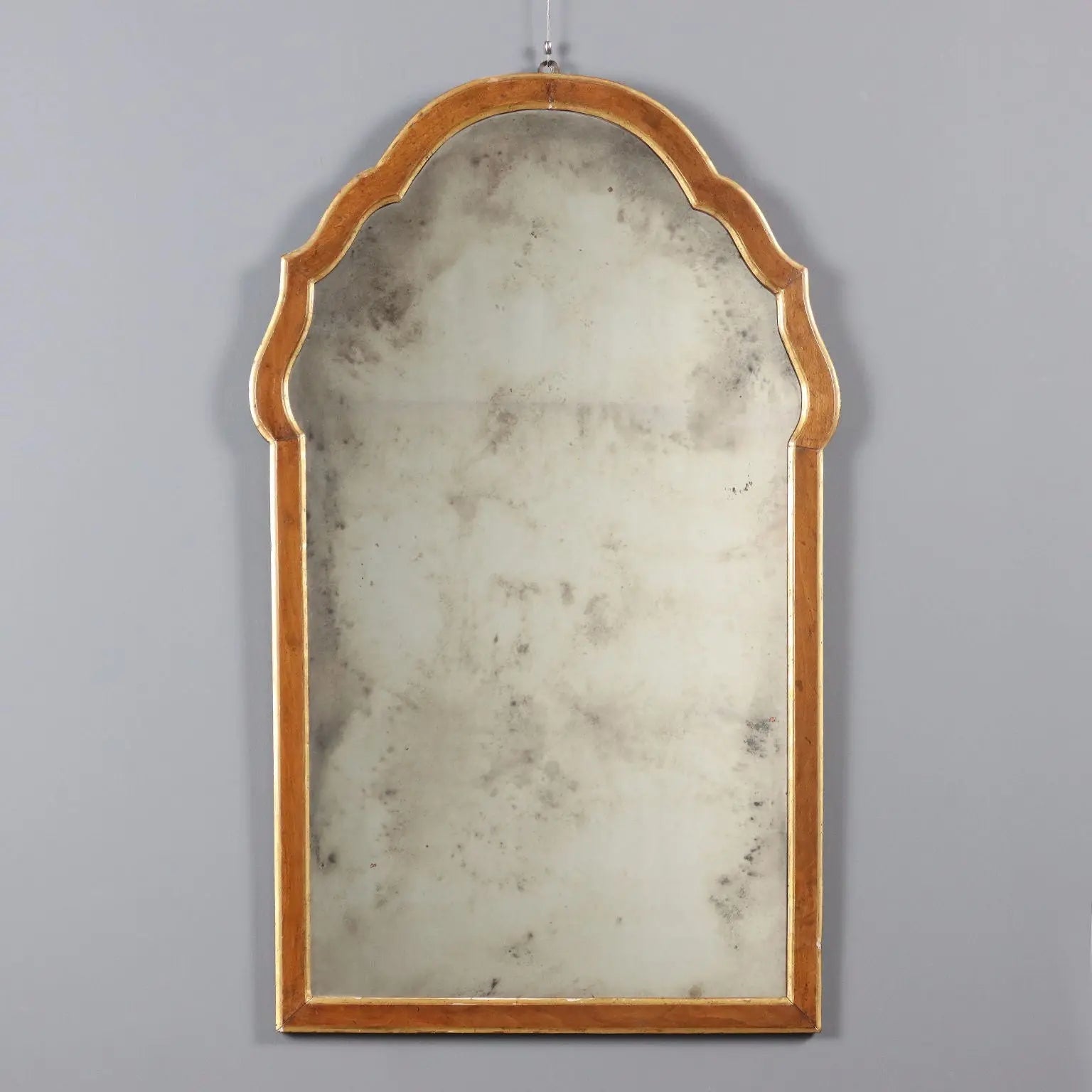 Italian 19th Century Mirror in Walnut and Gilding