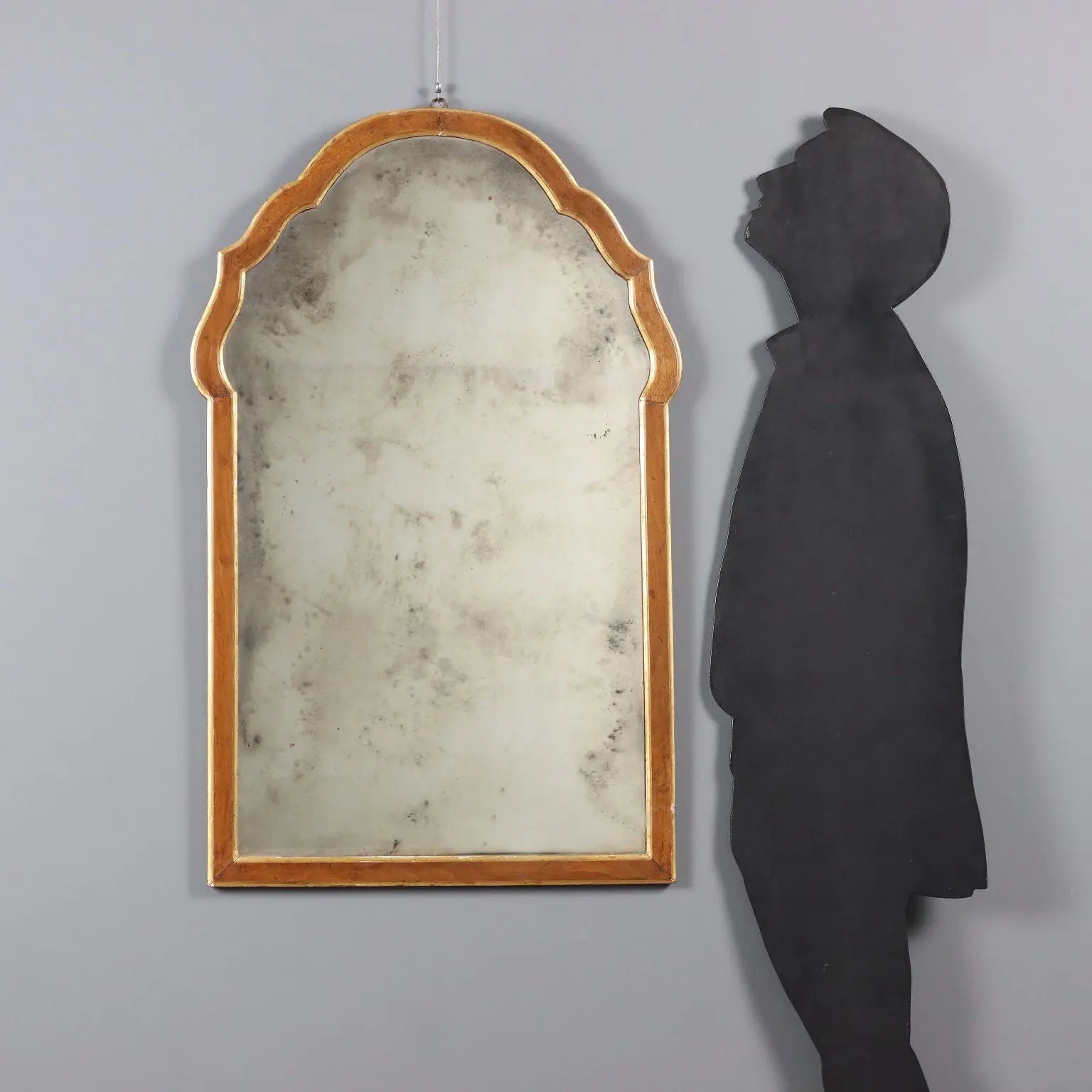 Italian 19th Century Mirror in Walnut and Gilding