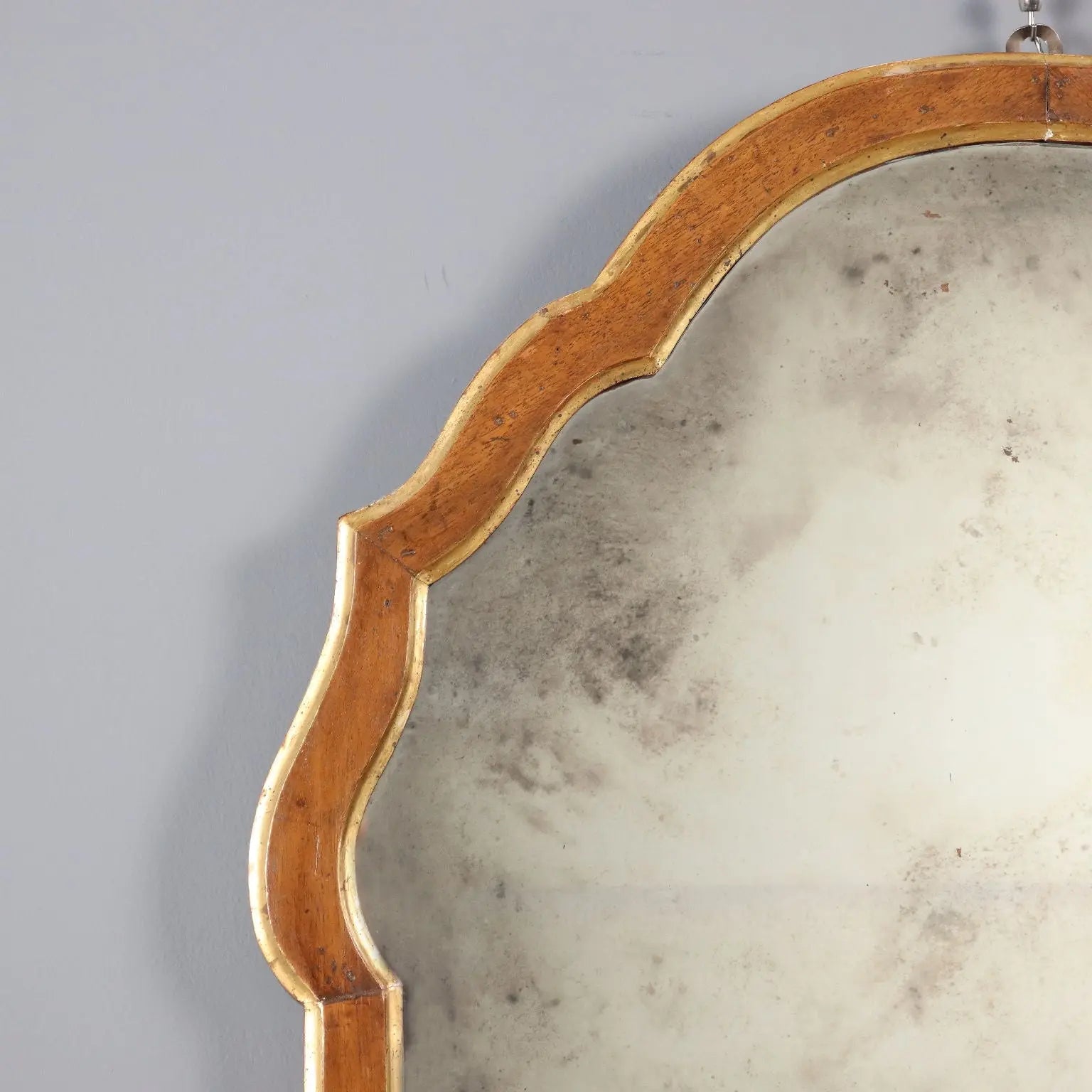 Italian 19th Century Mirror in Walnut and Gilding