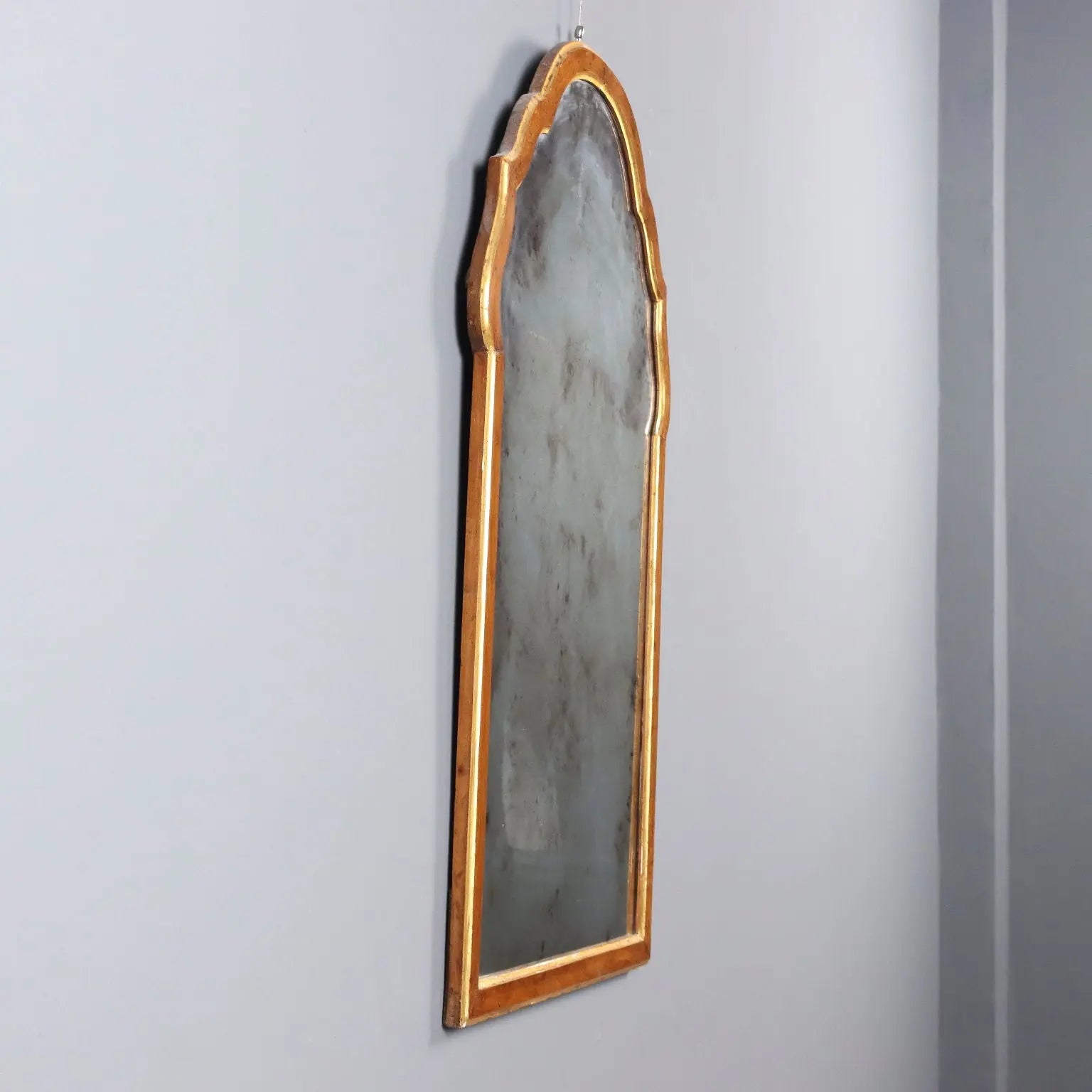 Italian 19th Century Mirror in Walnut and Gilding