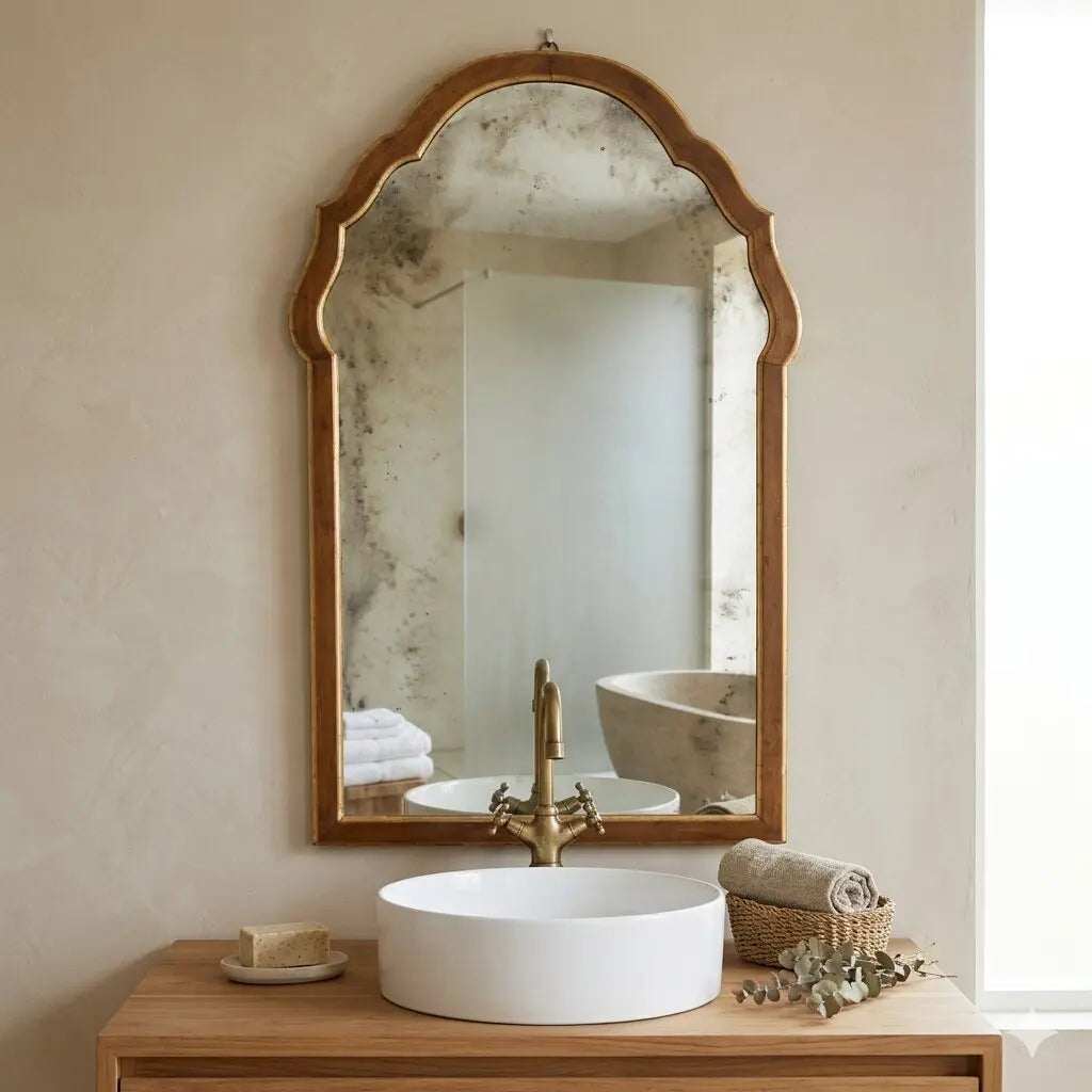 Italian 19th Century Mirror in Walnut and Gilding