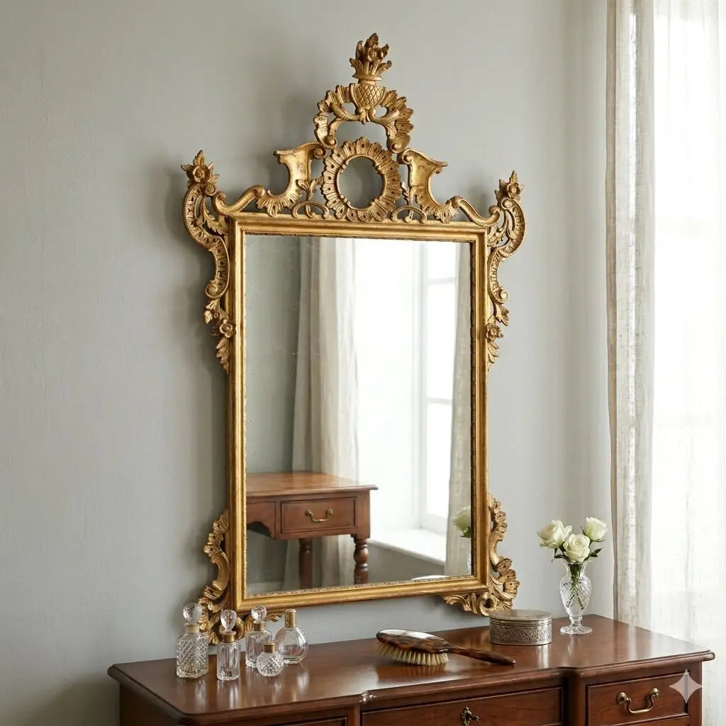 Italian Mirror in Carved Gilded Wood