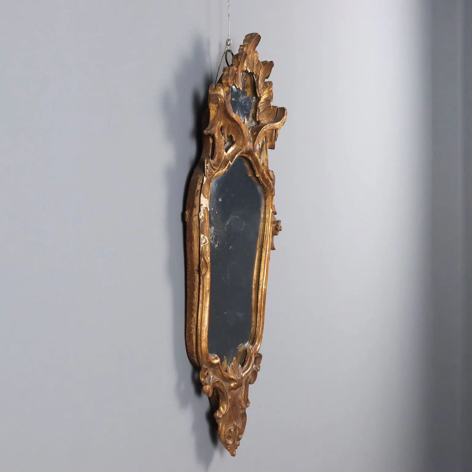 Antique Mirror Baroque Carved Gilded Wood Italy XVIII Century - Italy, XVIII Century | Antiques | Mirrors & Frames
