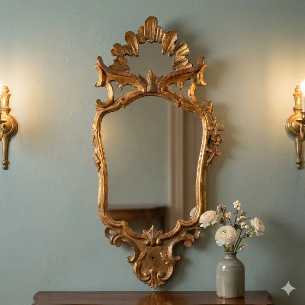 Antique Mirror Baroque Carved Gilded Wood Italy XVIII Century - Italy, XVIII Century | Antiques | Mirrors & Frames