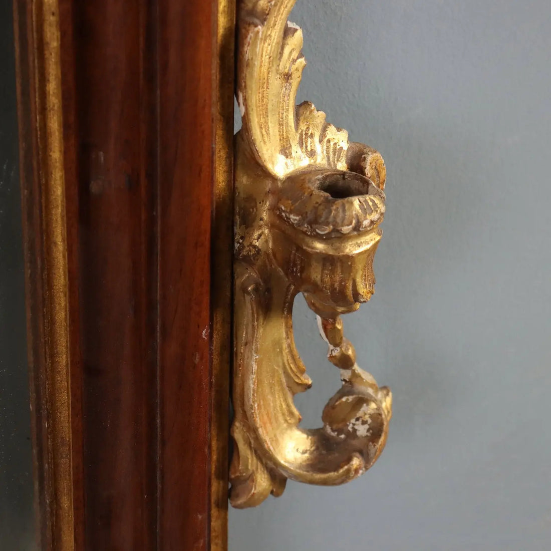 Walnut Mirror with Gilded Carvings, 19th Century