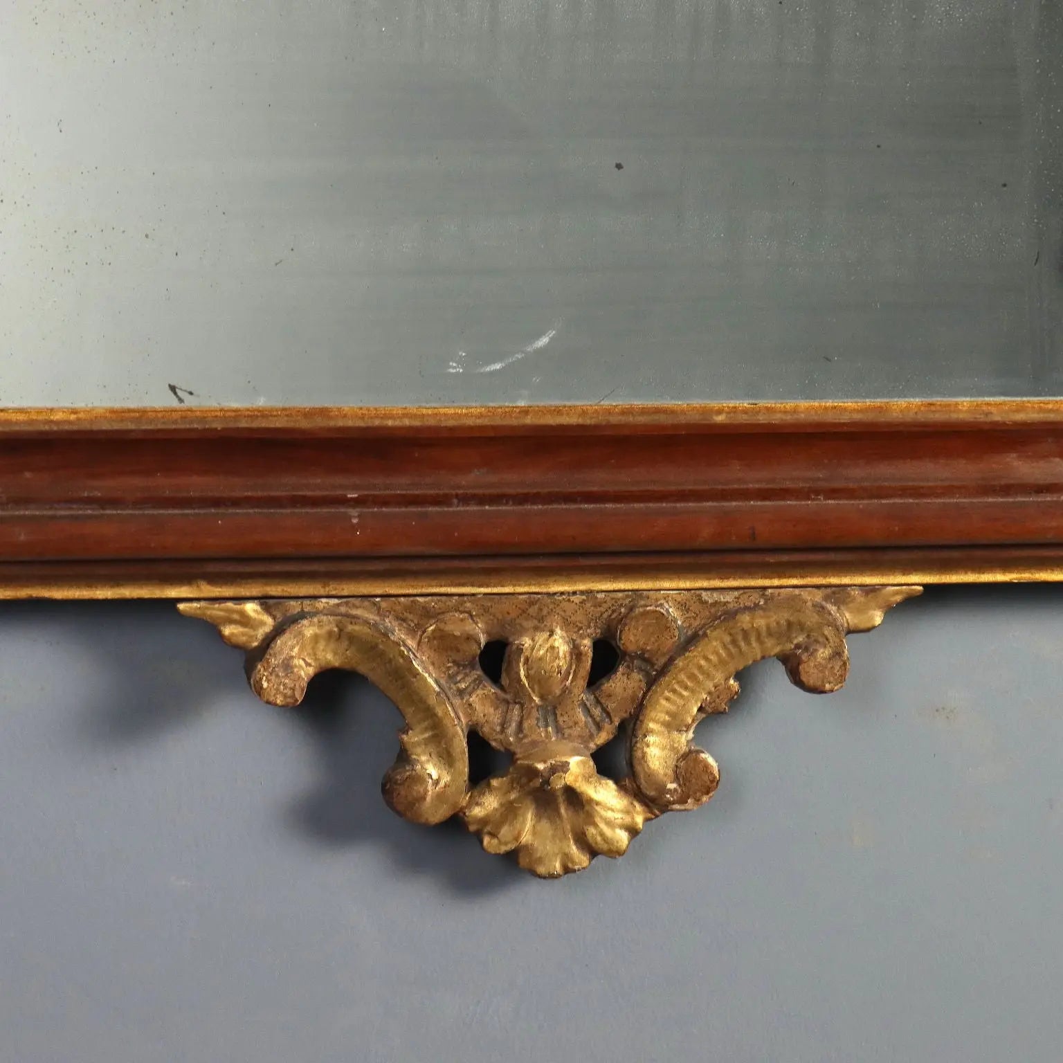 Walnut Mirror with Gilded Carvings, 19th Century