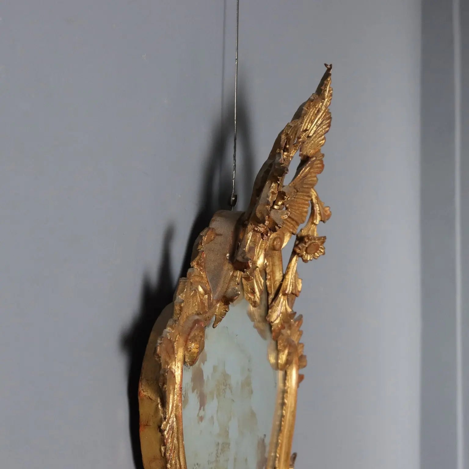 Antique Mirror Baroque Style Wood Italy XX Century
