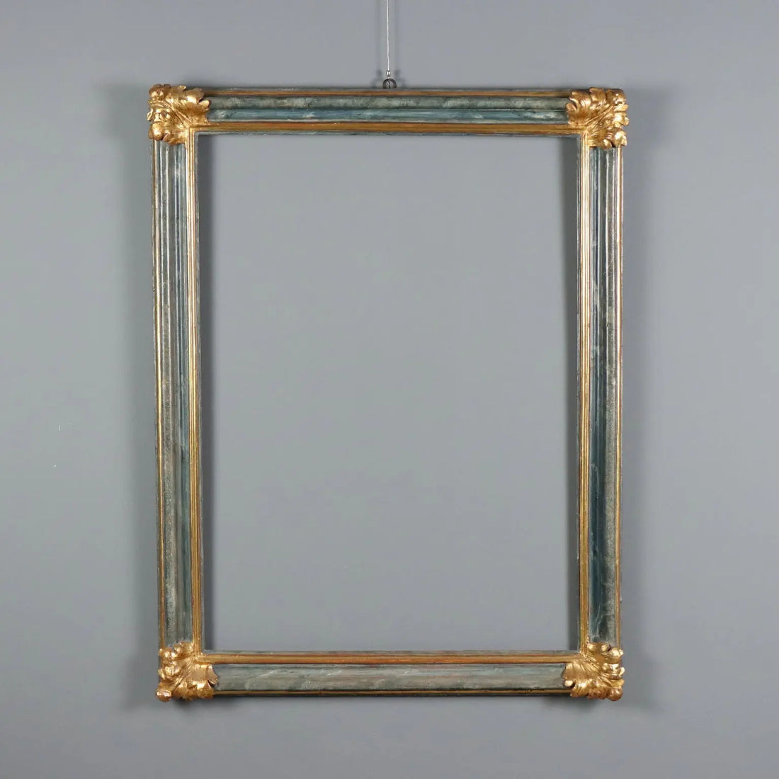 Antique Baroque Frame Painted Carved Wood XVIII Century