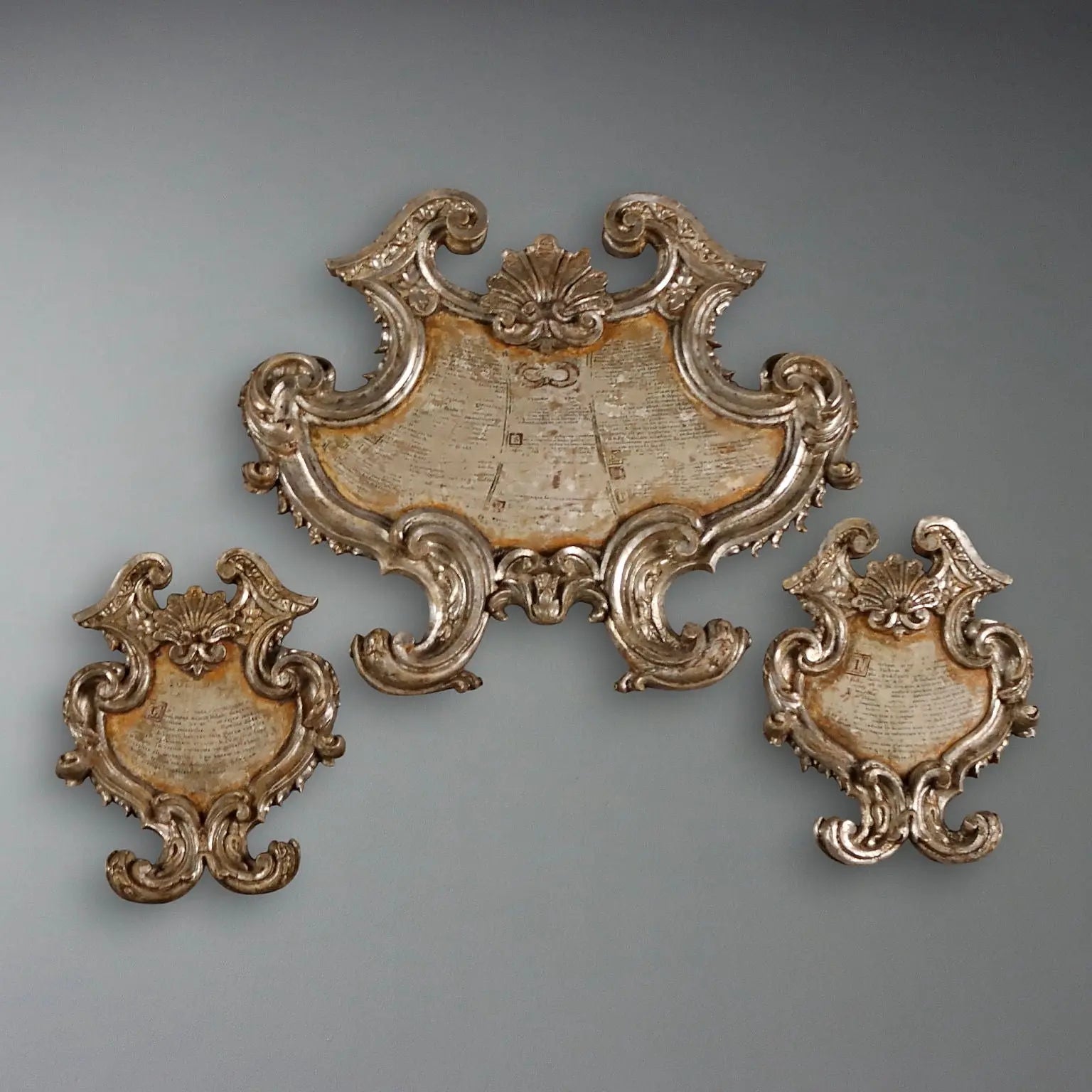 Antique Baroque Altar Cards Carved Wood XVIII Century
