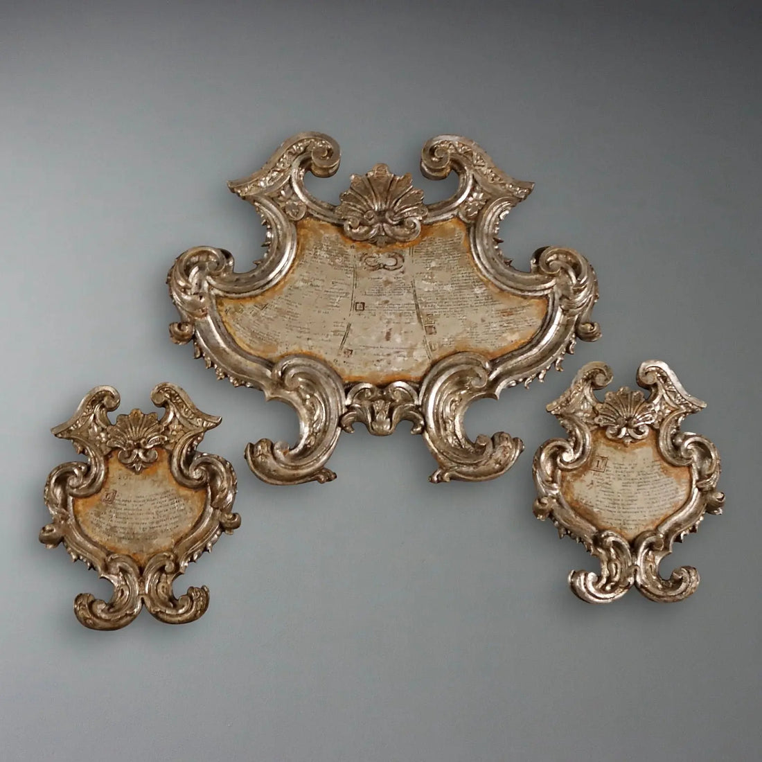 Antique Baroque Altar Cards Carved Wood XVIII Century