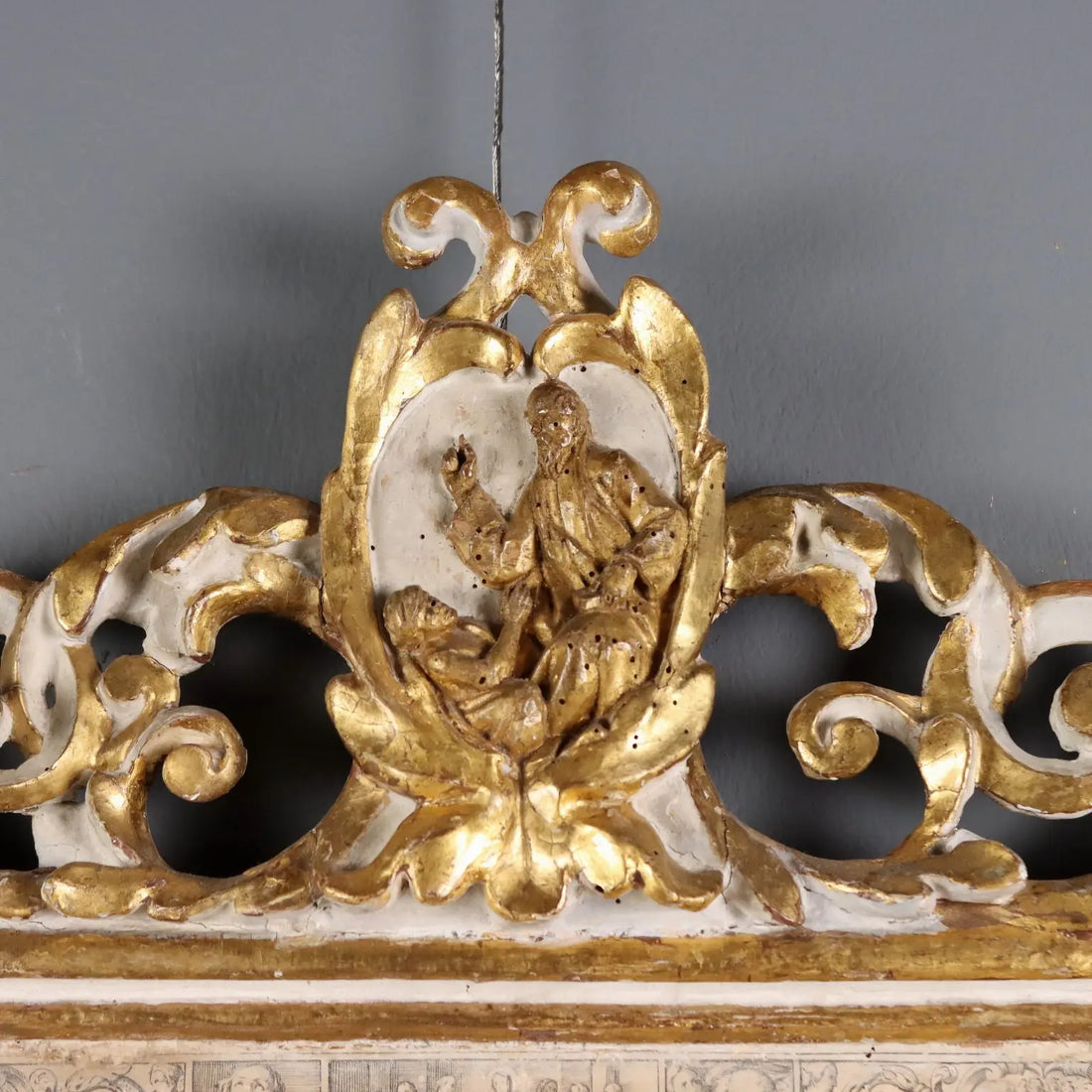 Antique Altar Card Carved Gilded Lacquered Wood XVIII Century