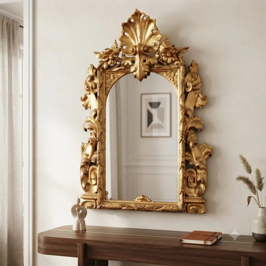 Italian Baroque Mirror in Gilded Wood