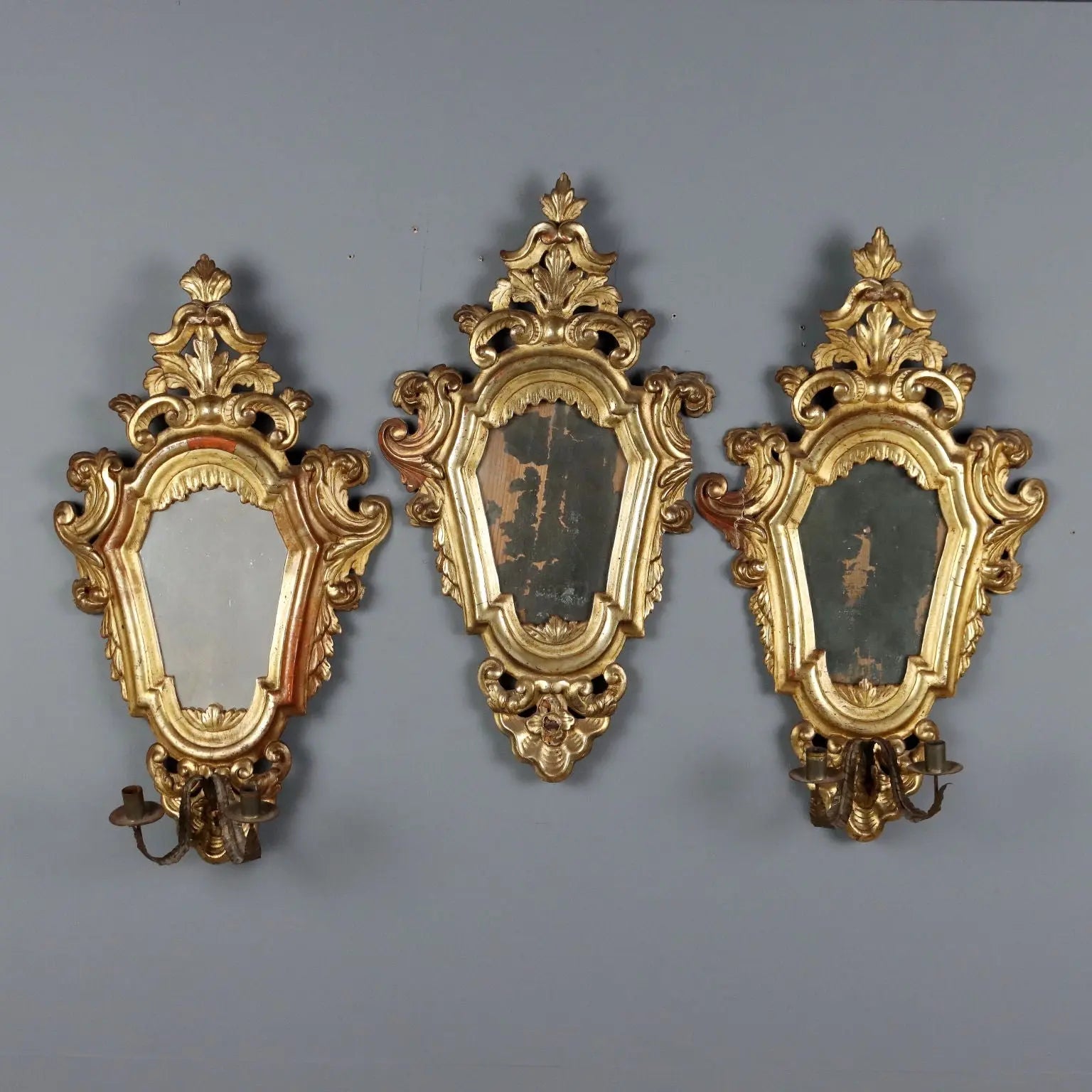 Small Antique Mirrors Gilded Wood Iron Italy XVIII Century