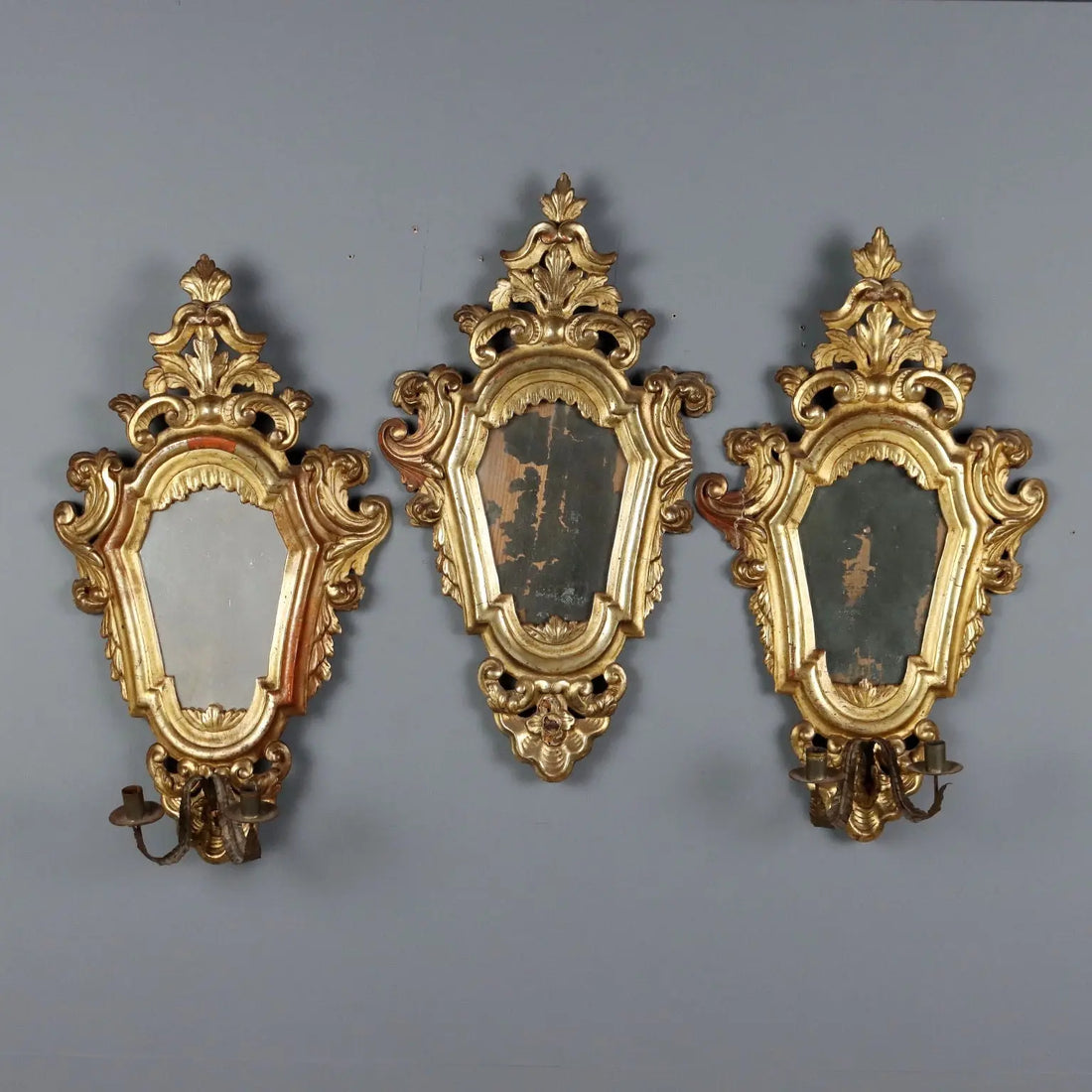 Small Antique Mirrors Gilded Wood Iron Italy XVIII Century