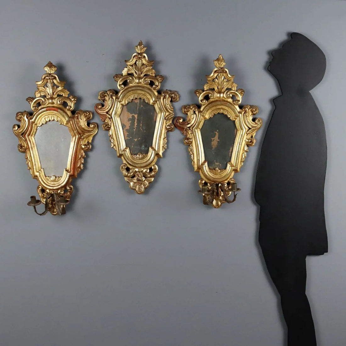 Small Antique Mirrors Gilded Wood Iron Italy XVIII Century
