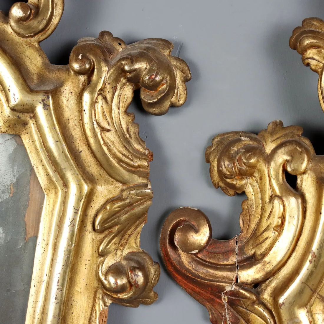 Small Antique Mirrors Gilded Wood Iron Italy XVIII Century