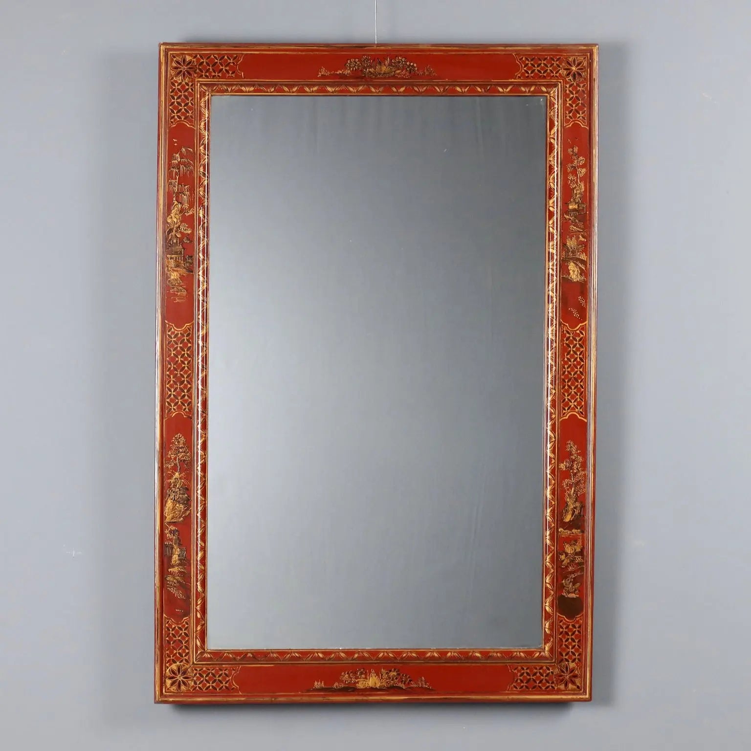 Lacquered Wood Chinoiserie Mirror - China 1900s
