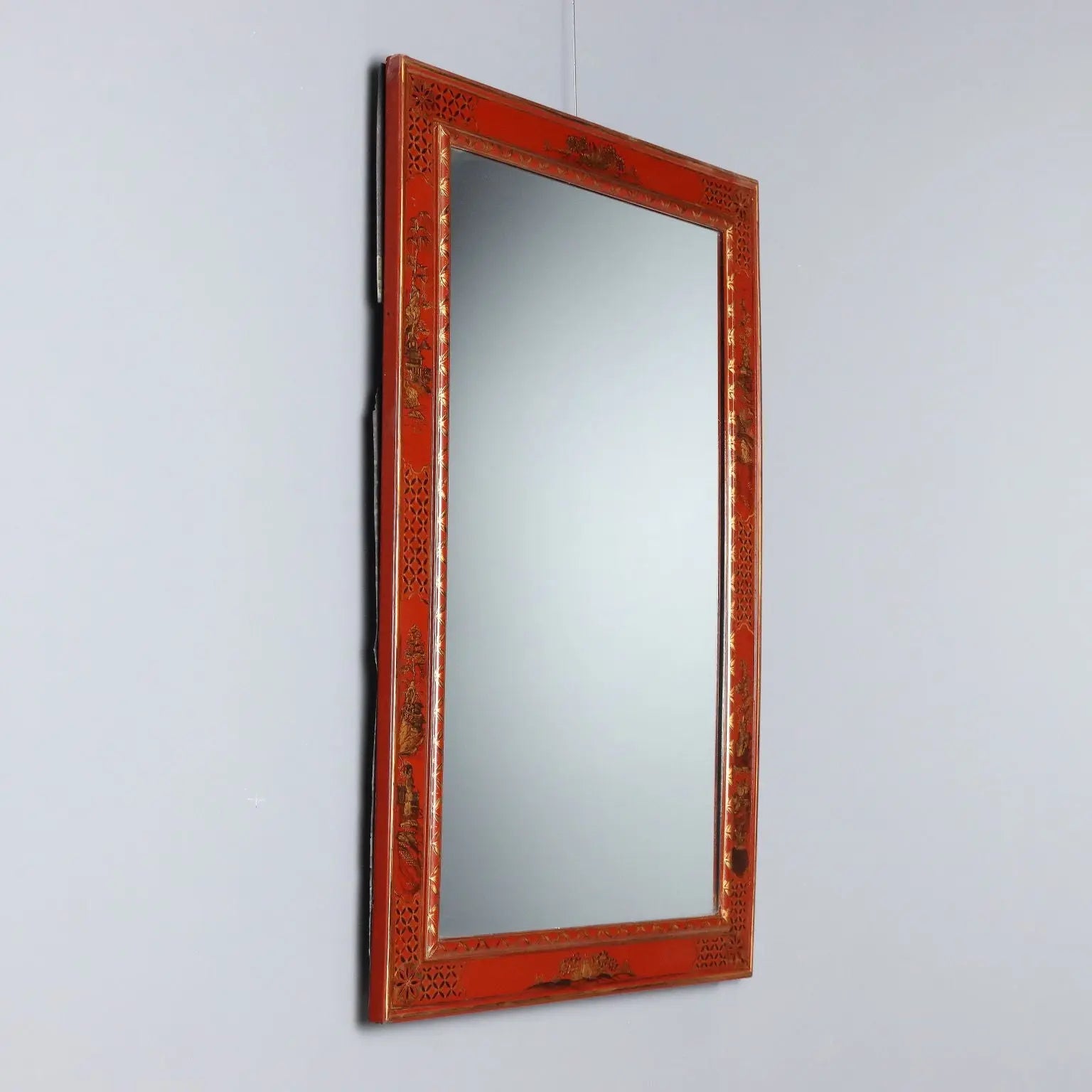 Lacquered Wood Chinoiserie Mirror - China 1900s