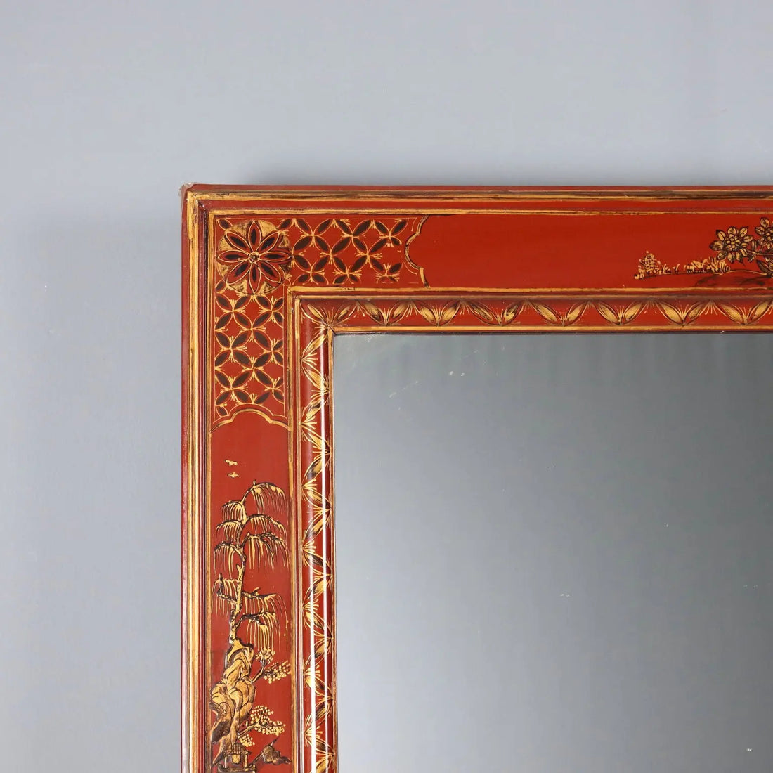 Lacquered Wood Chinoiserie Mirror - China 1900s