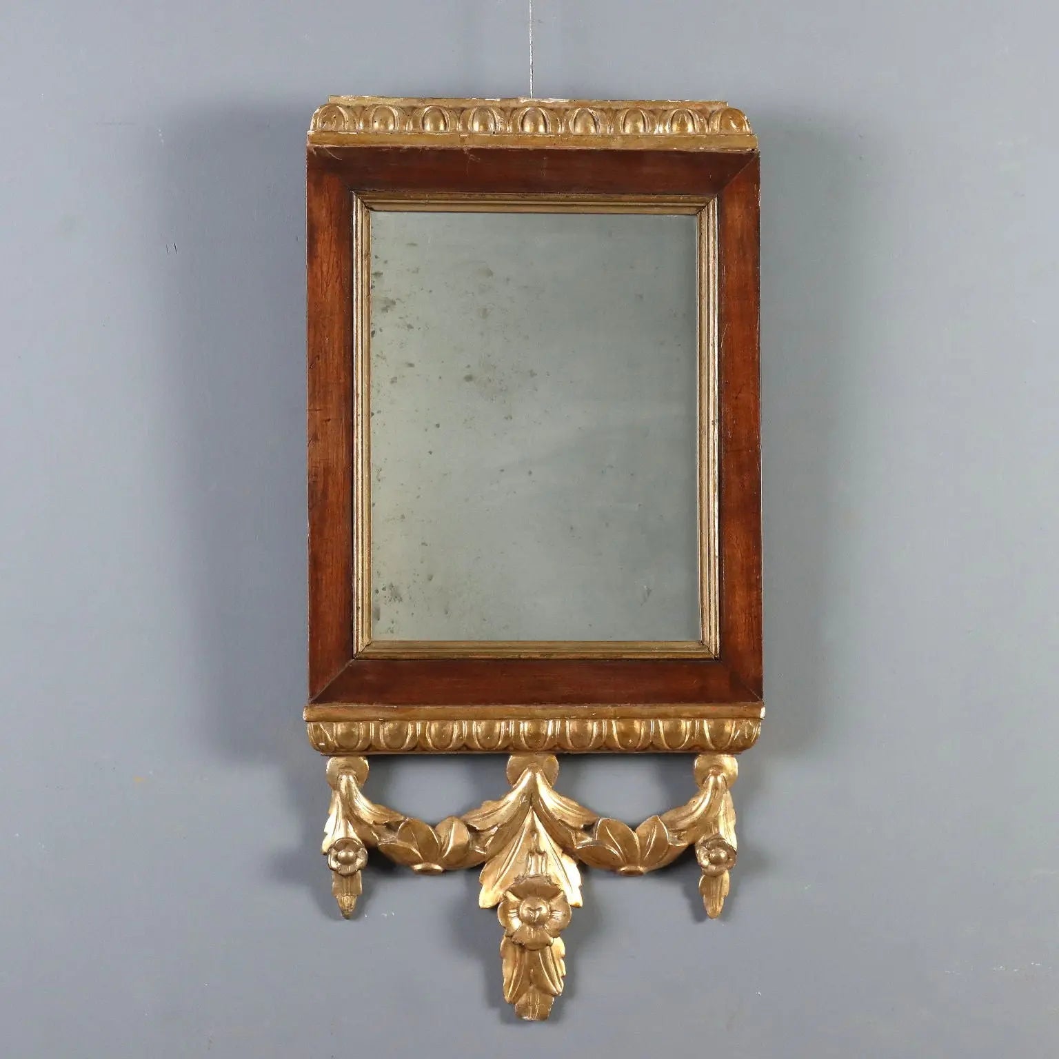 Antique Mirror Carved Walnut Gilded Italy XIX Century