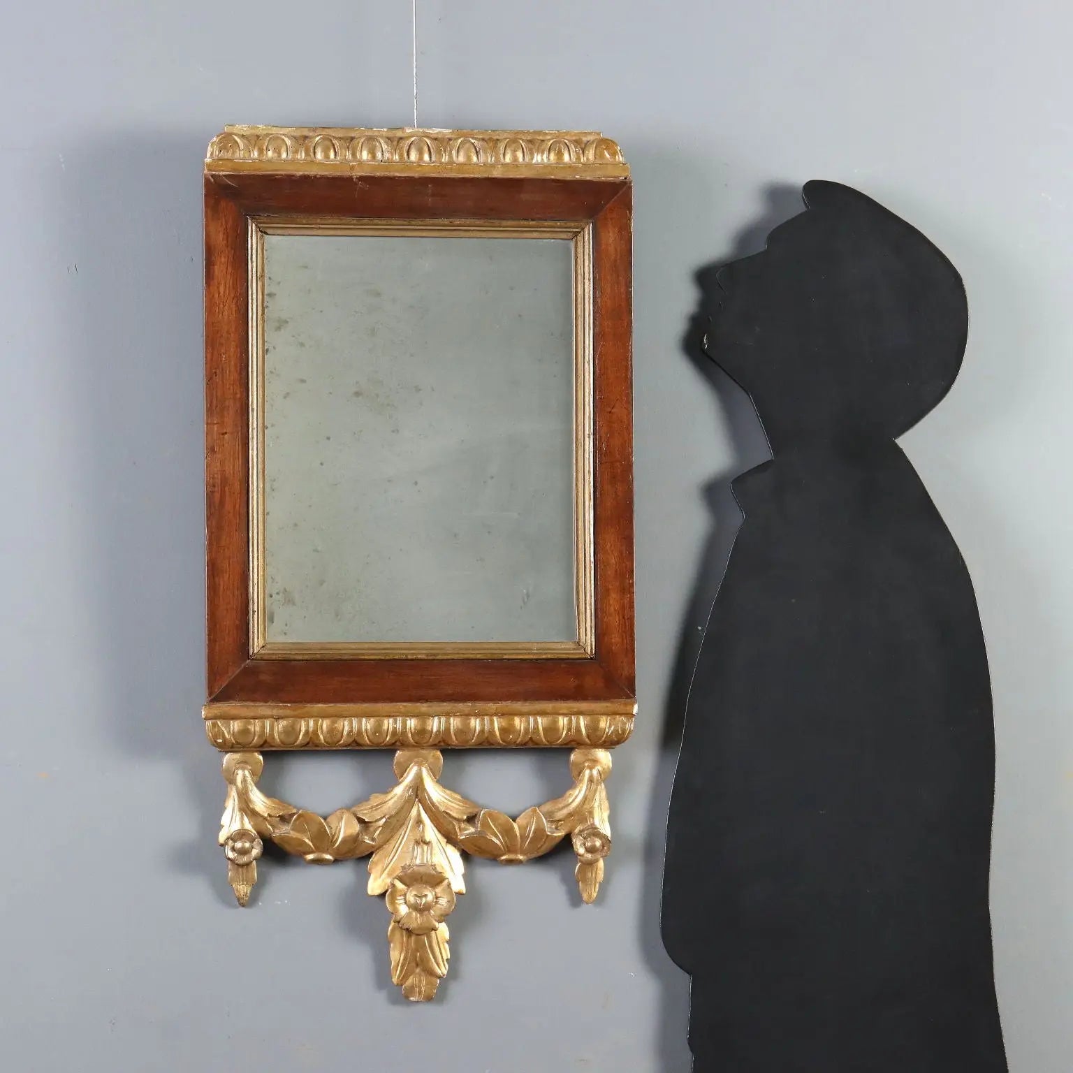 Antique Mirror Carved Walnut Gilded Italy XIX Century