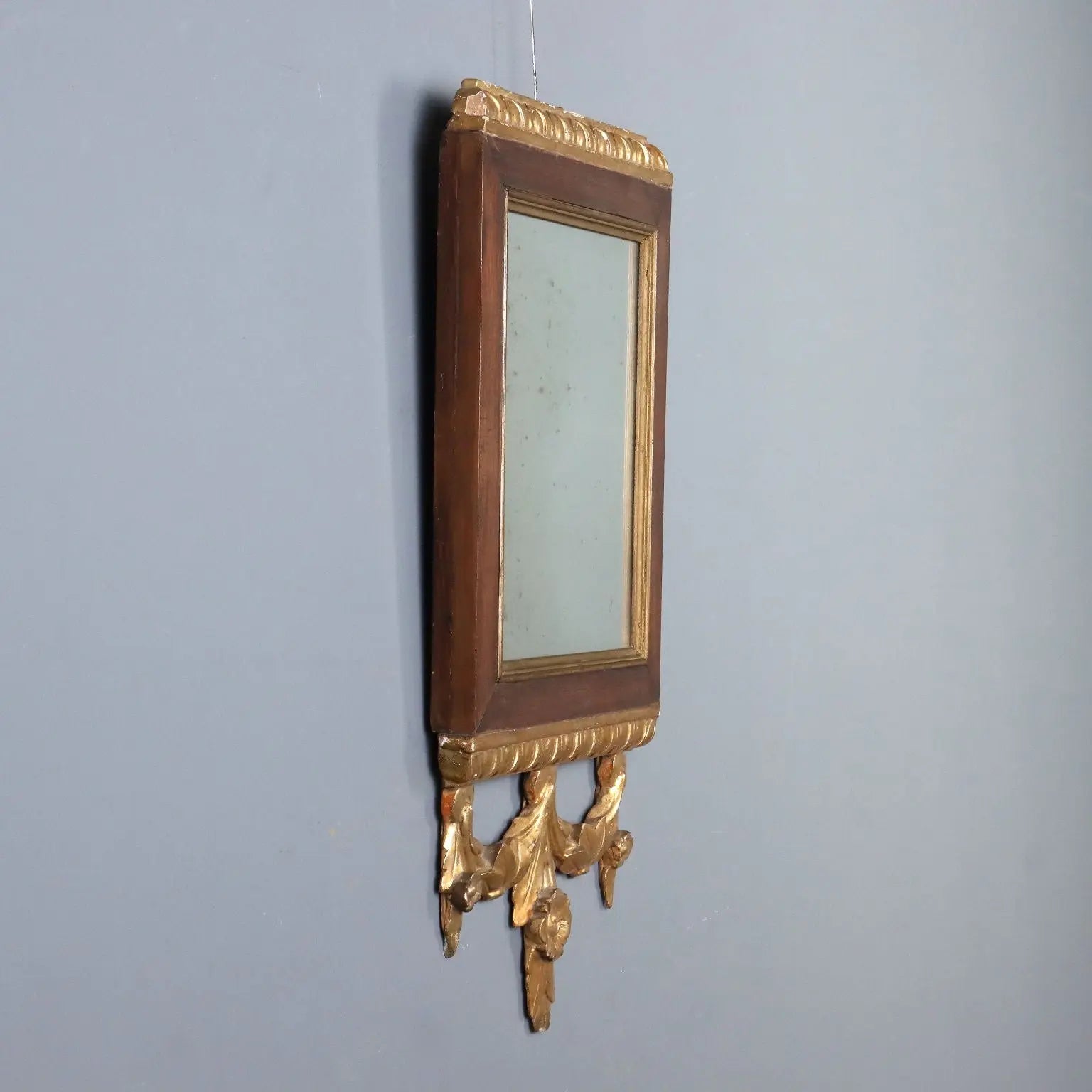 Antique Mirror Carved Walnut Gilded Italy XIX Century