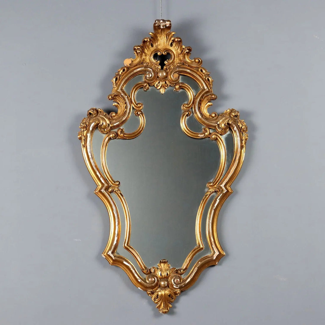Antique Mirror Carved Gilded Wood Italy XX Century