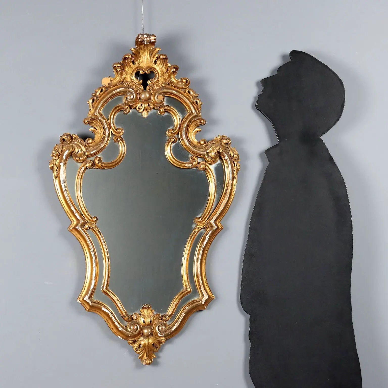 Antique Mirror Carved Gilded Wood Italy XX Century