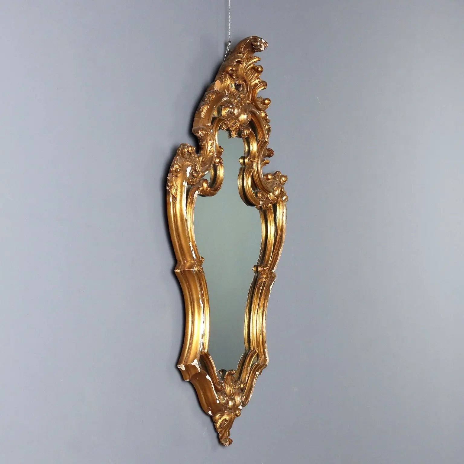 Antique Mirror Carved Gilded Wood Italy XX Century