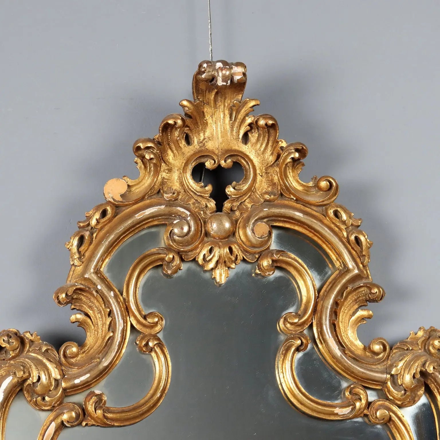 Antique Mirror Carved Gilded Wood Italy XX Century
