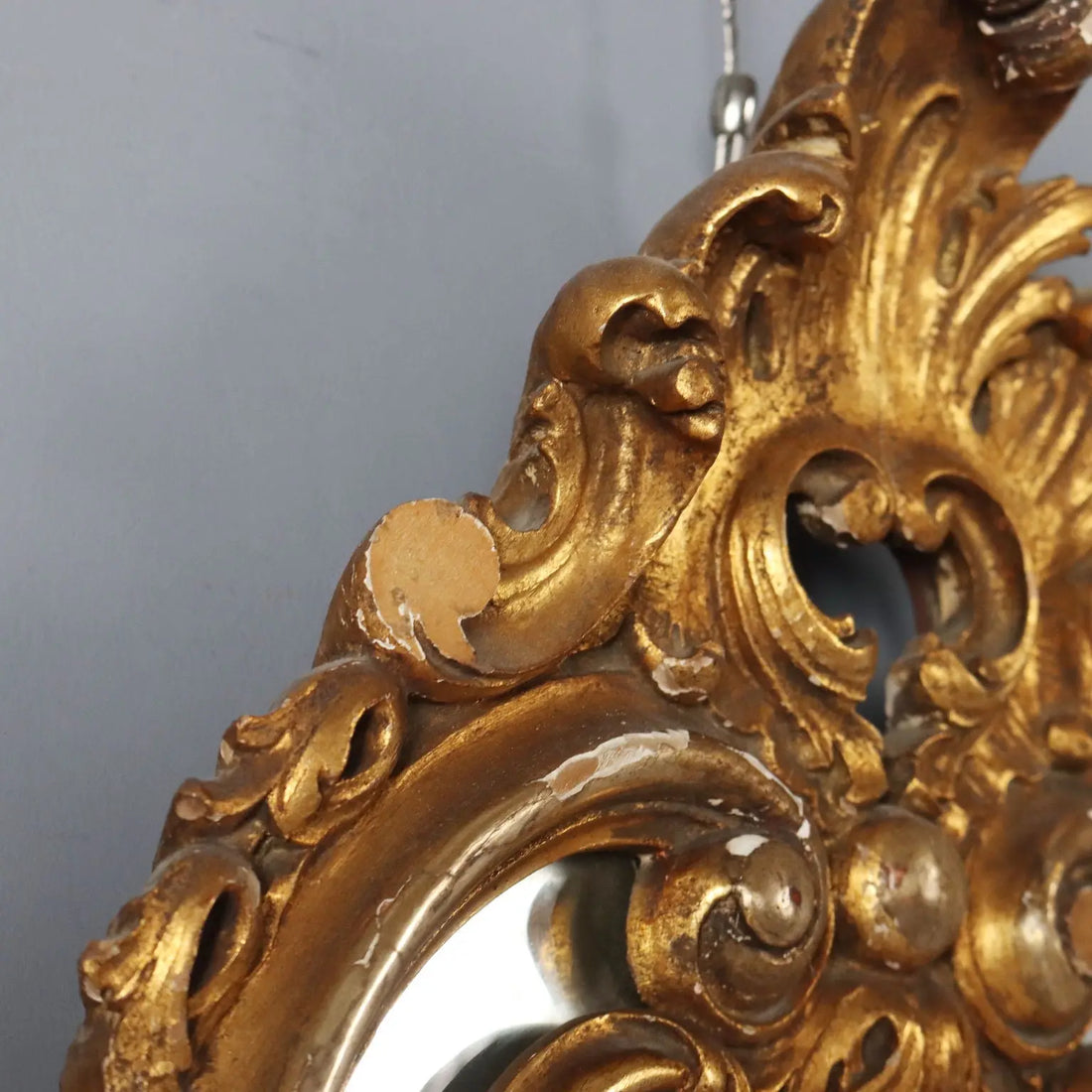 Antique Mirror Carved Gilded Wood Italy XX Century