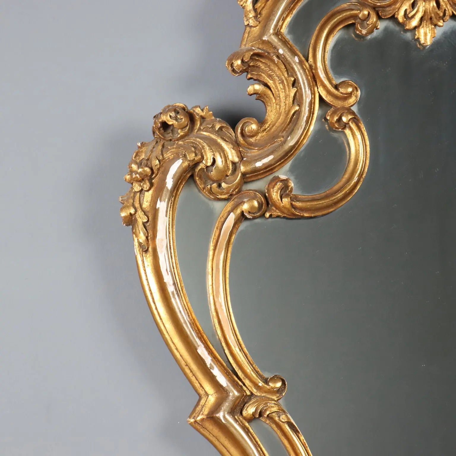 Antique Mirror Carved Gilded Wood Italy XX Century