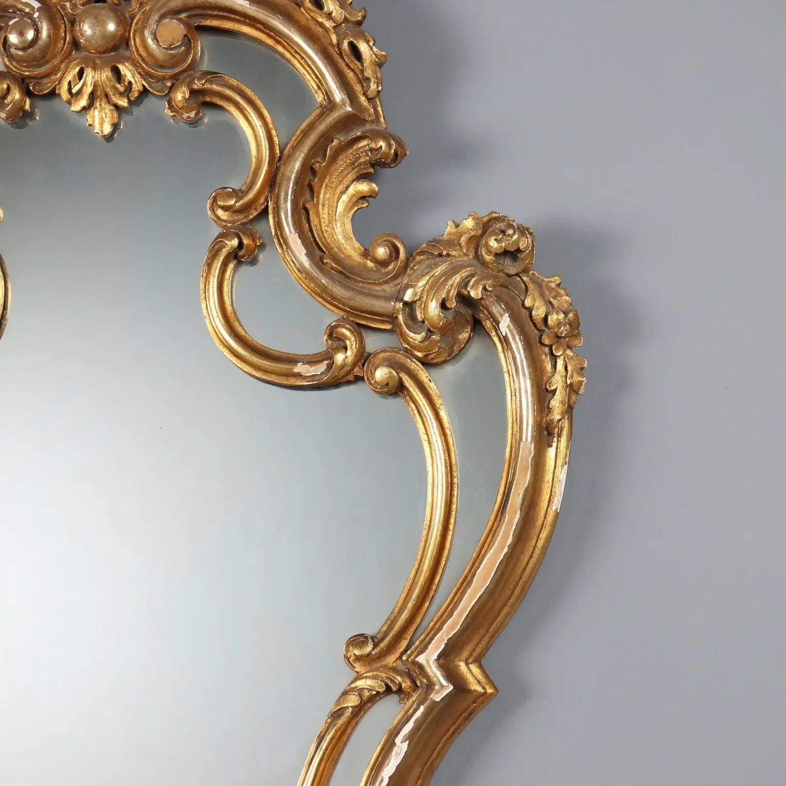 Antique Mirror Carved Gilded Wood Italy XX Century