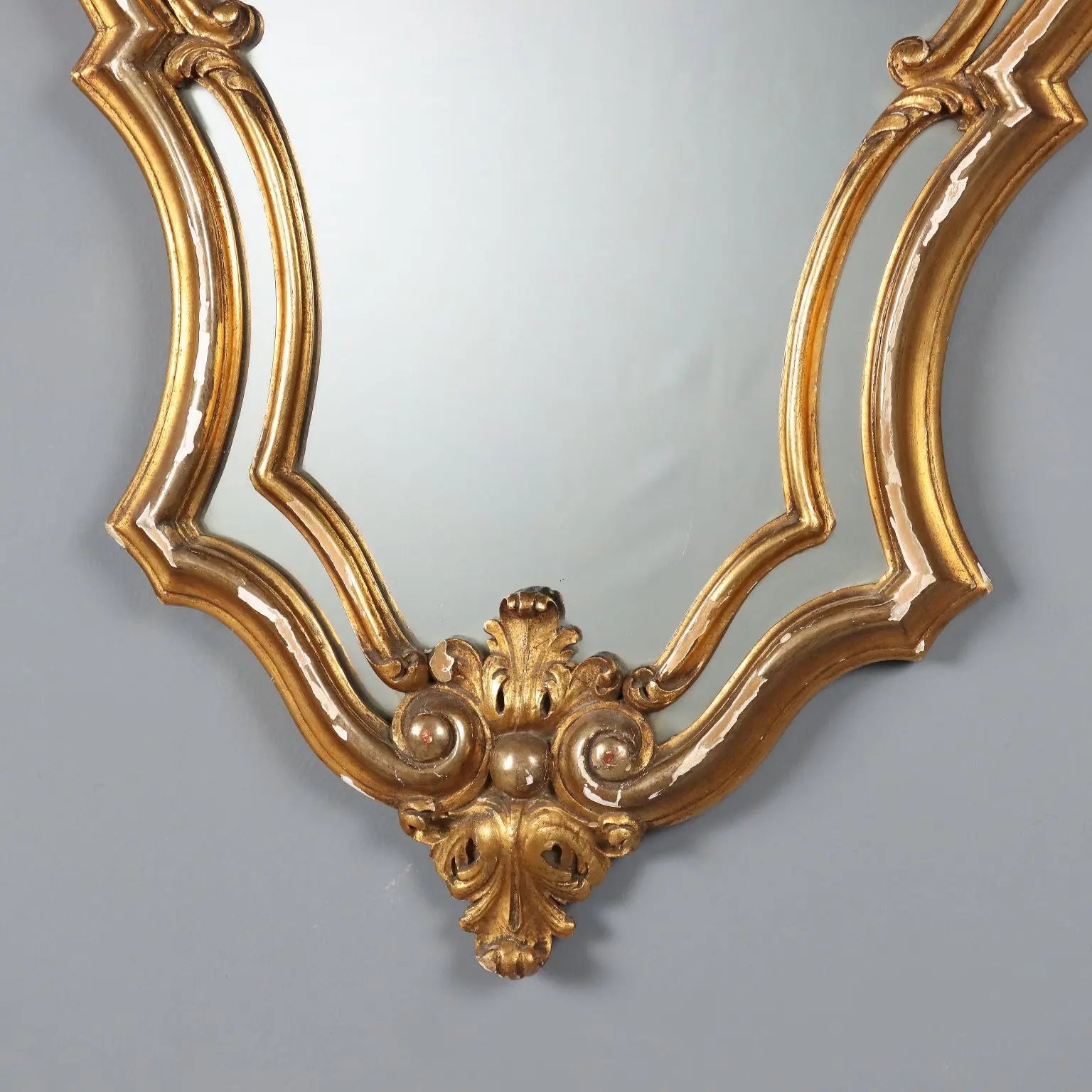 Antique Mirror Carved Gilded Wood Italy XX Century