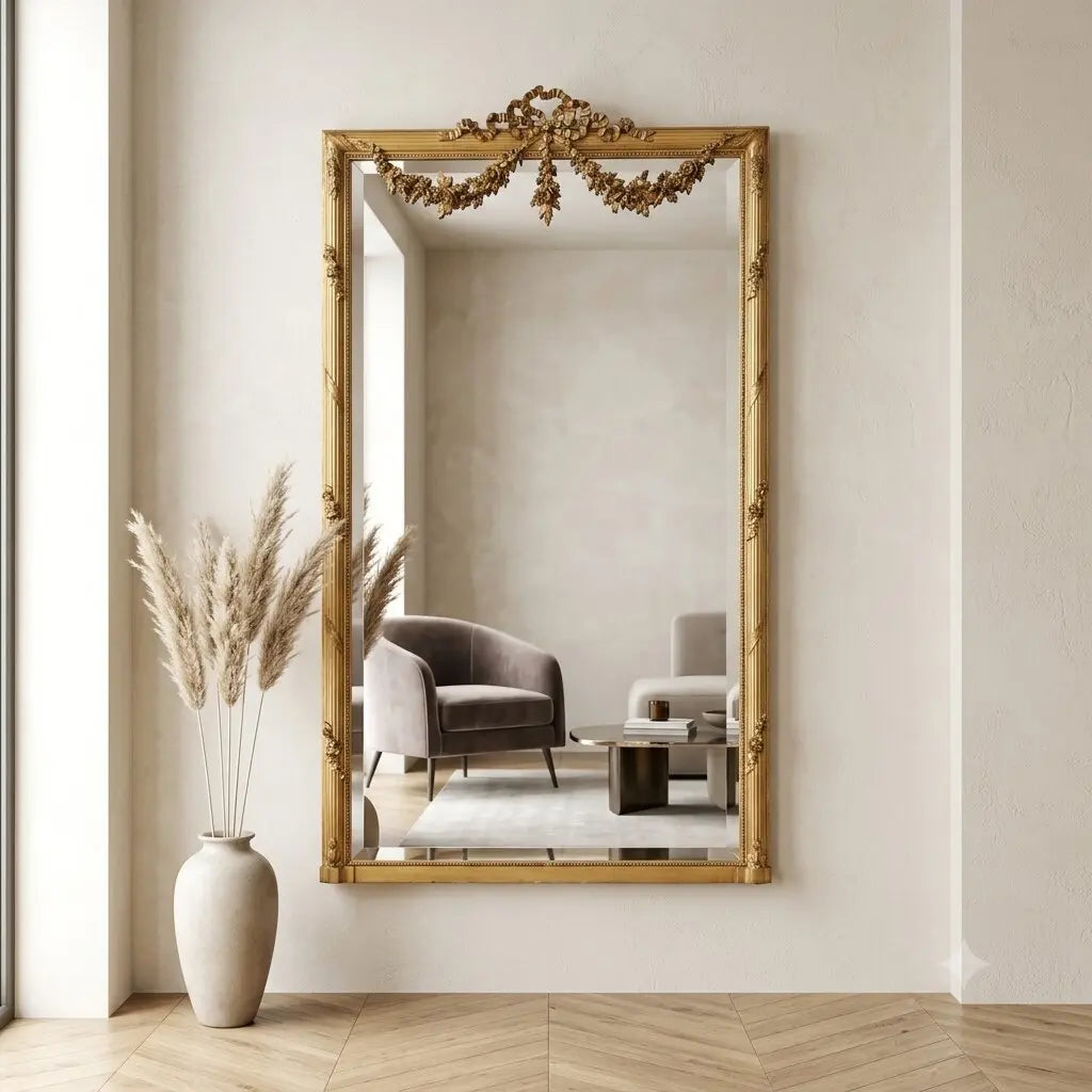 Antique Neoclassical Mirror Gilded Wood Italy XX Century