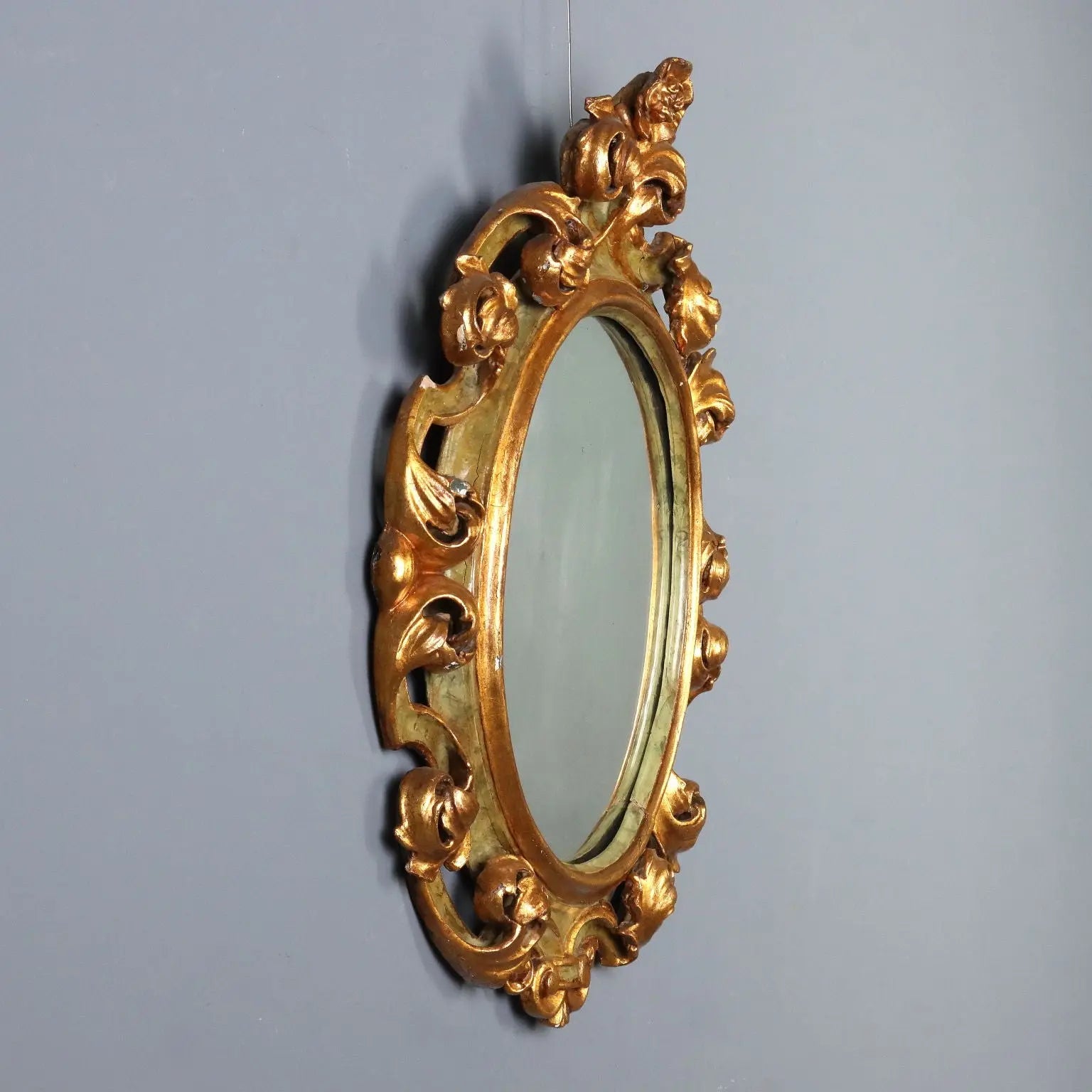 Antique Eclectic Mirror Carved Gilded Wood XIX Century
