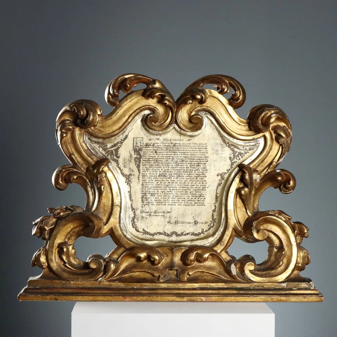 Antique Altar Card Baroque Style Carved Wood Italy XIX Century