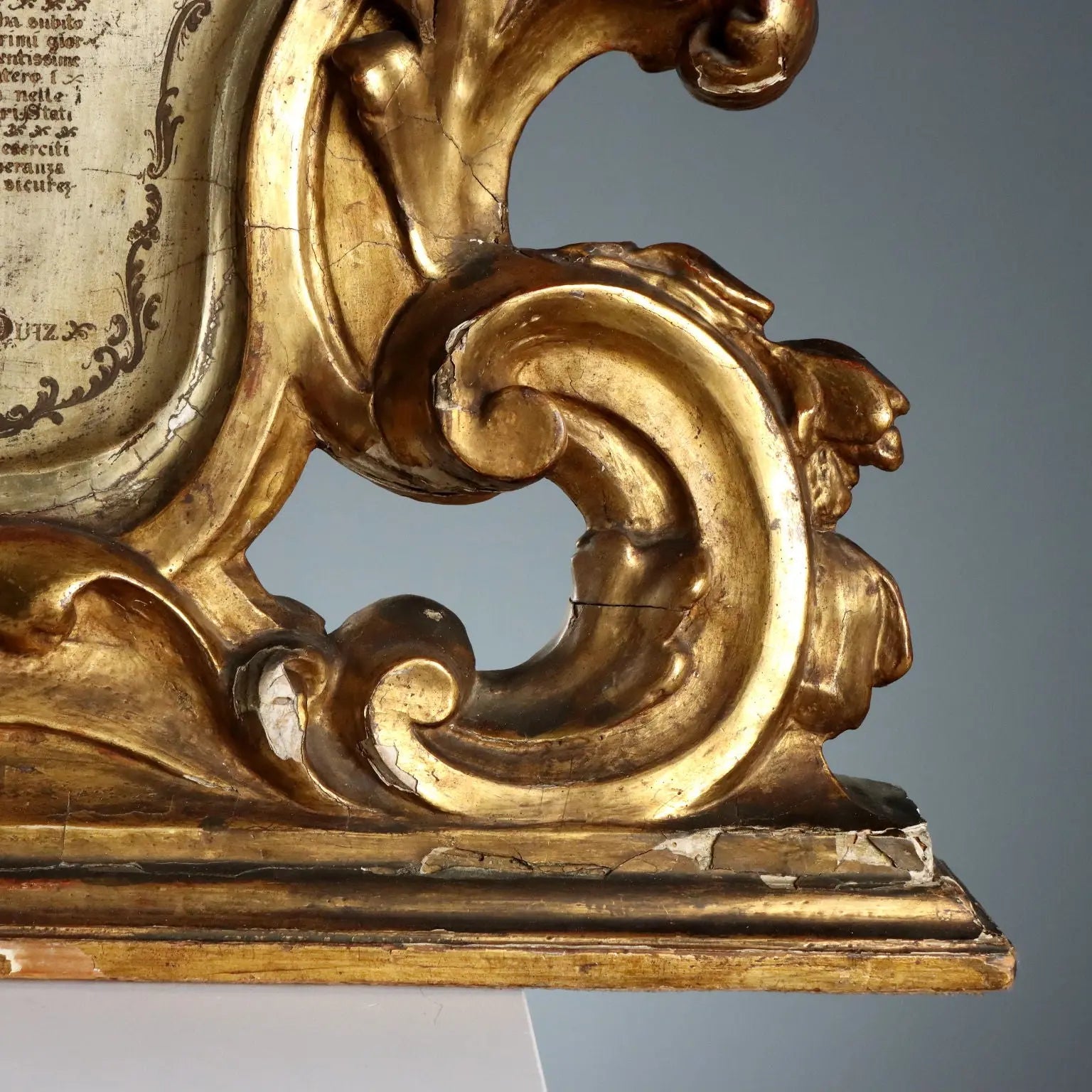 Antique Altar Card Baroque Style Carved Wood Italy XIX Century