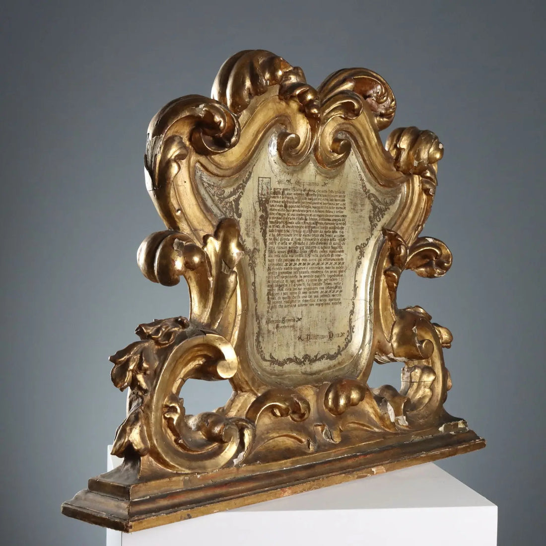 Antique Altar Card Baroque Style Carved Wood Italy XIX Century